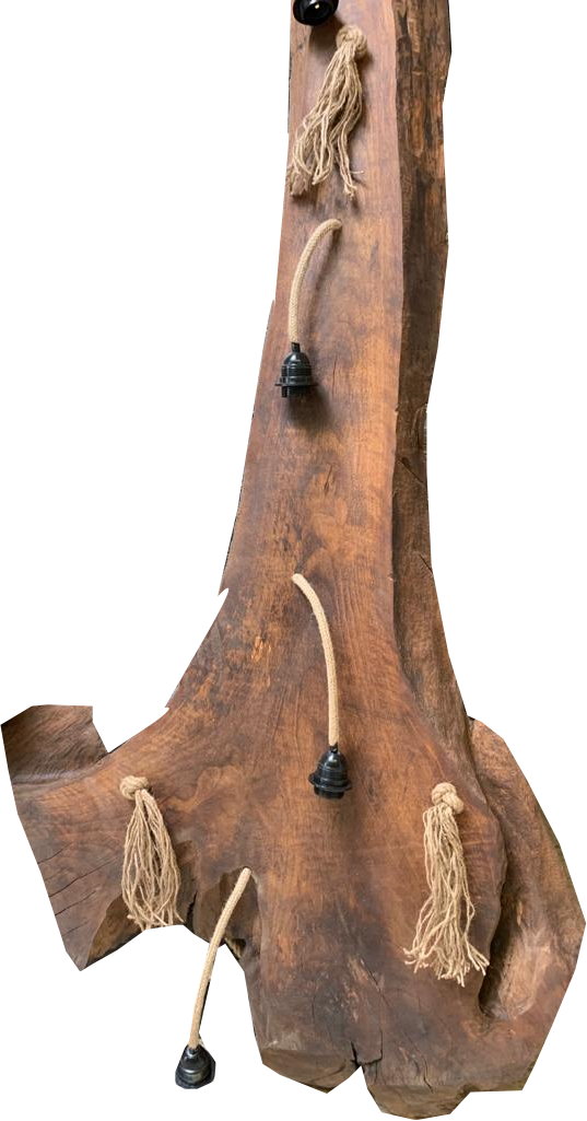 Hängelampe Natural Vintage Unikat Esche Massivholz "Baumstamm-L"