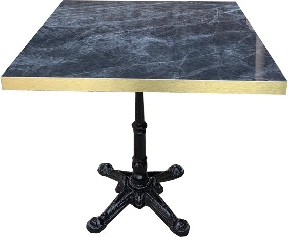 Tischkombination HPL Goldkante Marmor-Optik Dark Marble mit London 04
