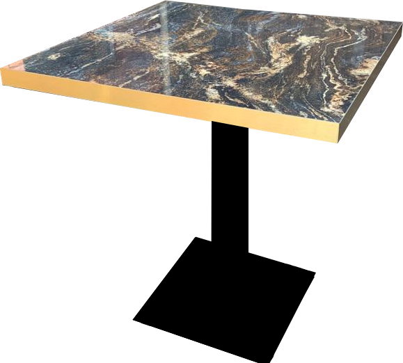 Tischkombination HPL Goldkante Marmor-Optik Marble Space mit Flach04040
