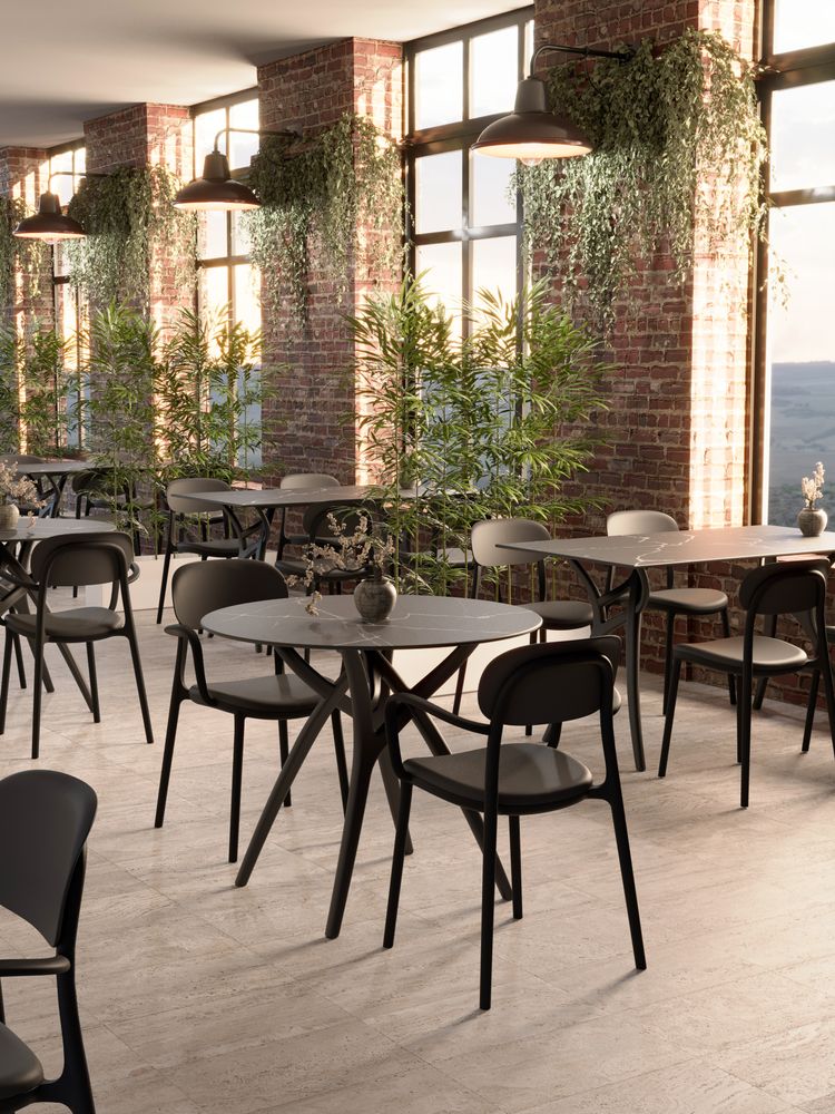Outdoor Tischkombination "Ivy" round 70Ø black marble