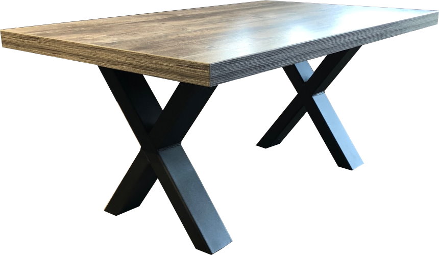 Tischkombination Lounge Vintage X-Fuß HPL-Tischplatte