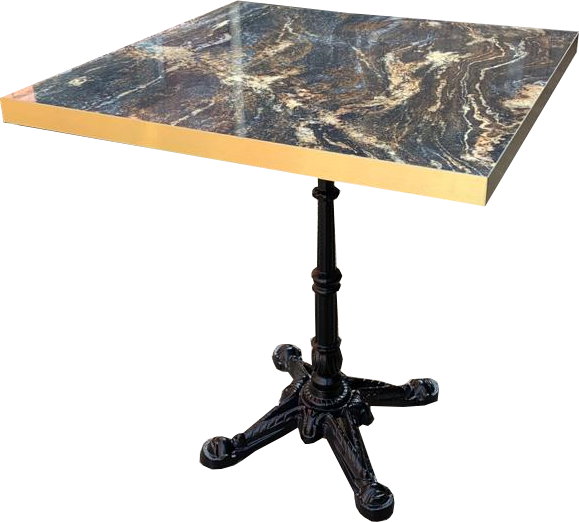 Tischkombination HPL Goldkante Marmor-Optik Marble Space mit London 04