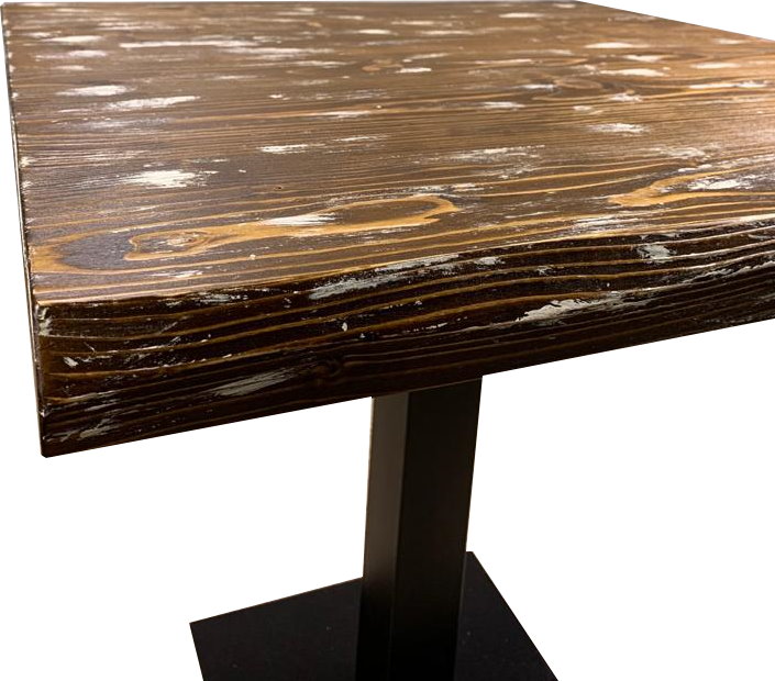 Tischkombination "Ladin" Echtholz mit Baumkante braun weiß patina 72H