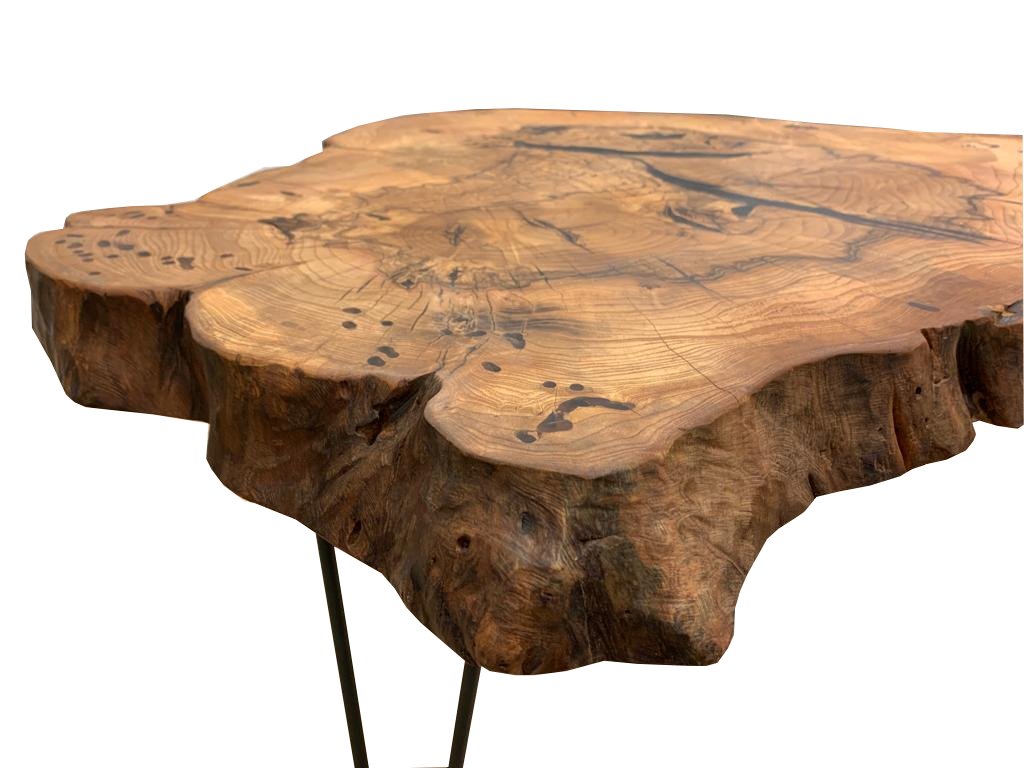 Baumscheibe-Medium Lounge Tisch Massivholz Walnuss Unikat 70 - 90 cm