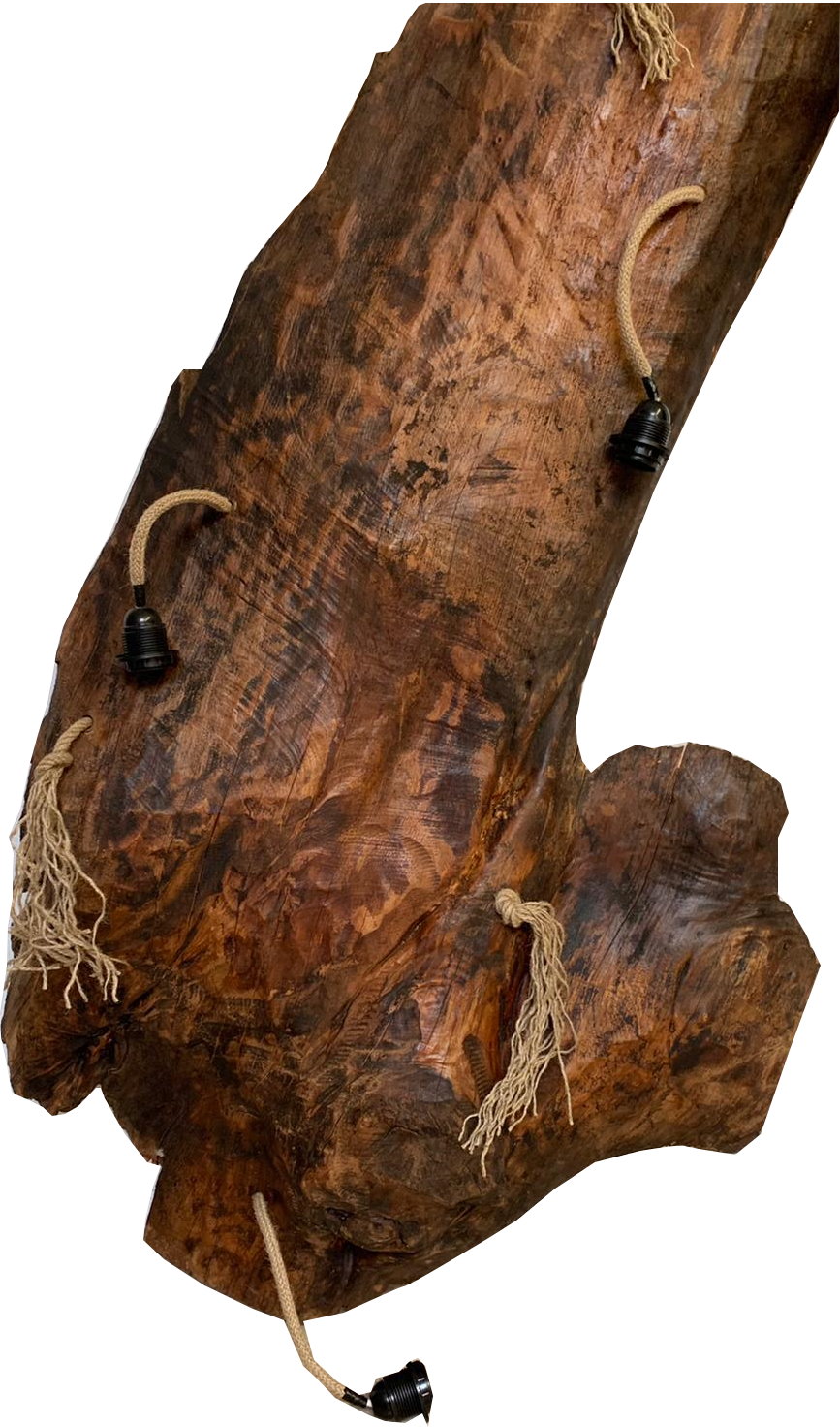 Hängelampe Natural Vintage Massivholz "Baumstamm-L" Unikat