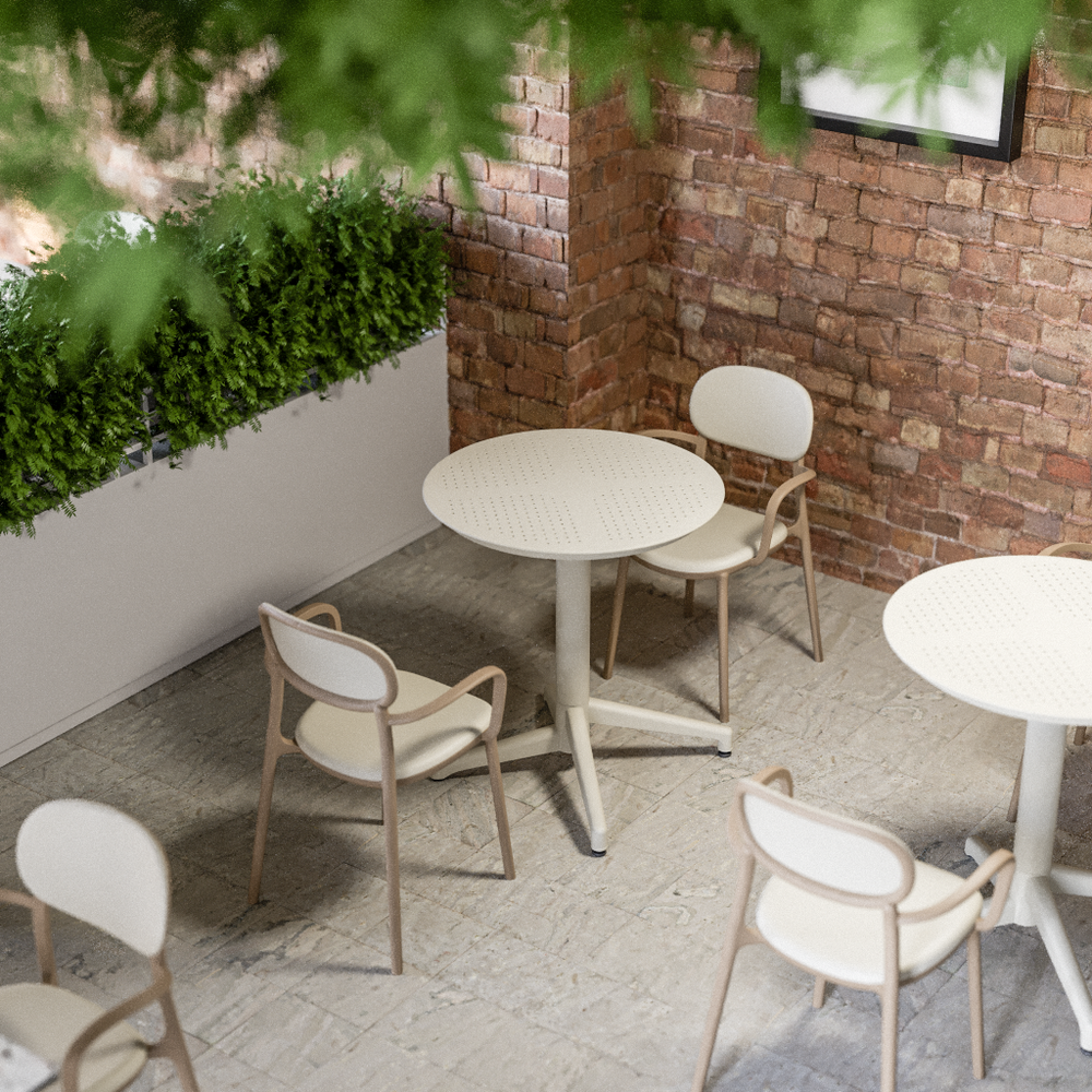 Outdoor Tischkombination "Moon" 60Ø klappbar beige
