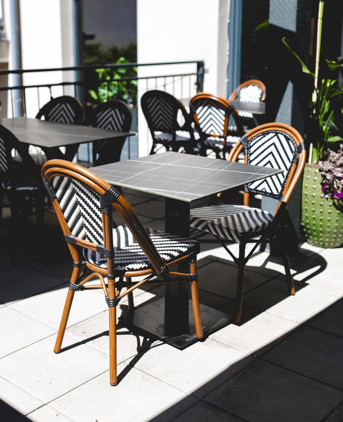 Outdoor Tischkombination "Moon-C" eckig klappbar Compact Platte-Black Marble