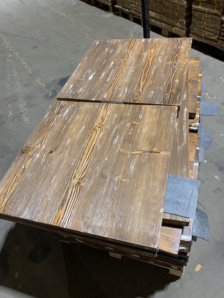 Sonderposten Tischplatte Ladin braun patina 75x75 cm Fichte Echtholz
