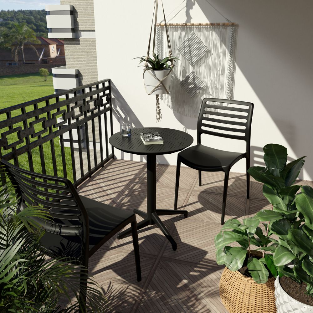 Outdoor Tischkombination "Moon" 60Ø klappbar black