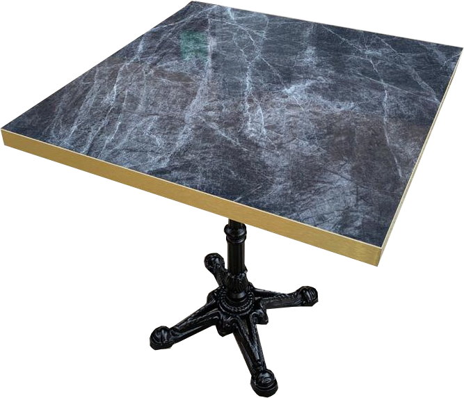 Tischkombination HPL Goldkante Marmor-Optik Dark Marble mit London 04