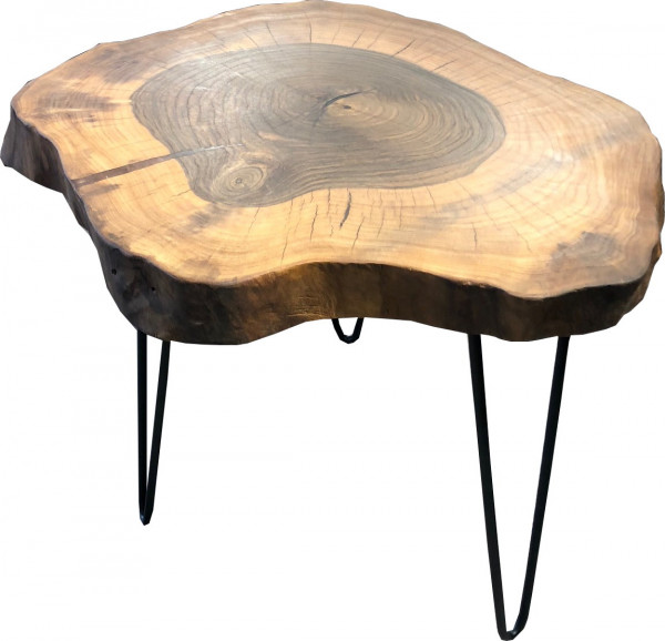 Baumscheibe-Small Lounge Tisch Massivholz Walnuss Unikat 45 - 60 cm