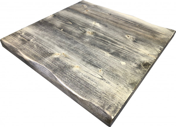 Sonderposten Tischplatte "Ladin" Fichte Echtholz mit Baumkante schwarz creme