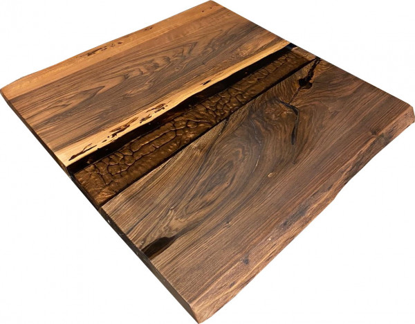 Tischplatte Epoxidharz "Baumkante-Metallic braun" Unikate Walnuss Massivholz