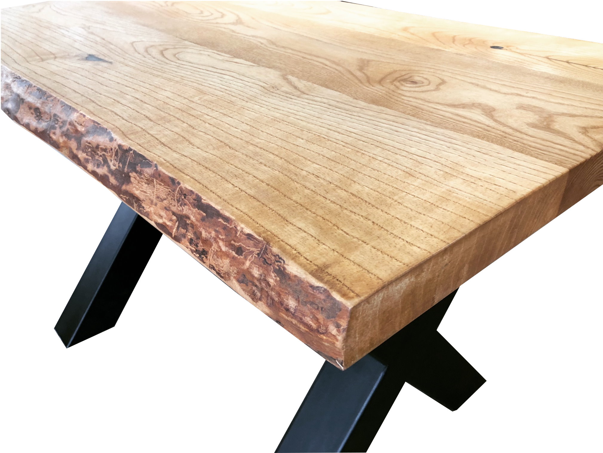 Tischplatte Massivholz Esche 50mm mit Baumkante