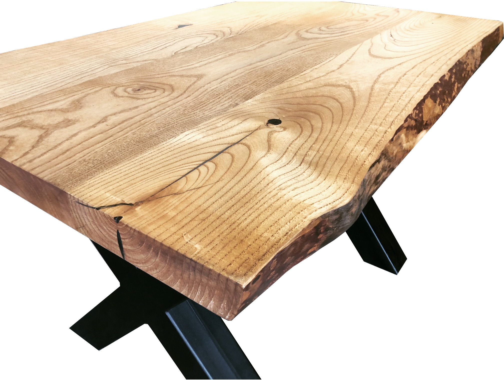 Tischplatte Massivholz Esche mit Baumkante 50mm Unikat