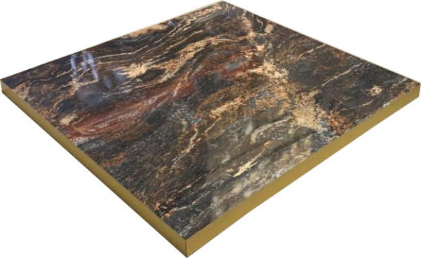 Tischplatte HPL 38mm Goldkante Marmor-Optik Marble Space